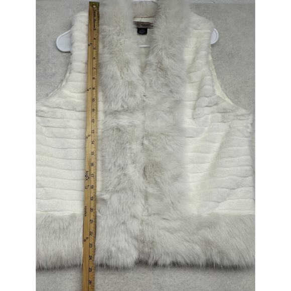 Kaleidoscope Faux Fur Vest Ivory Soft Womens One Size - Picture 5 of 7